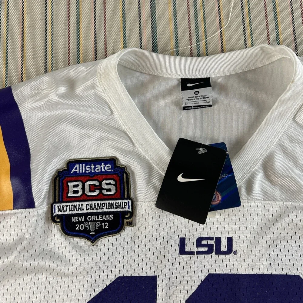 NEW LSU Nike Football Jersey Mens XL White NOS 2011 BCS Bowl 2012 Champion #8394